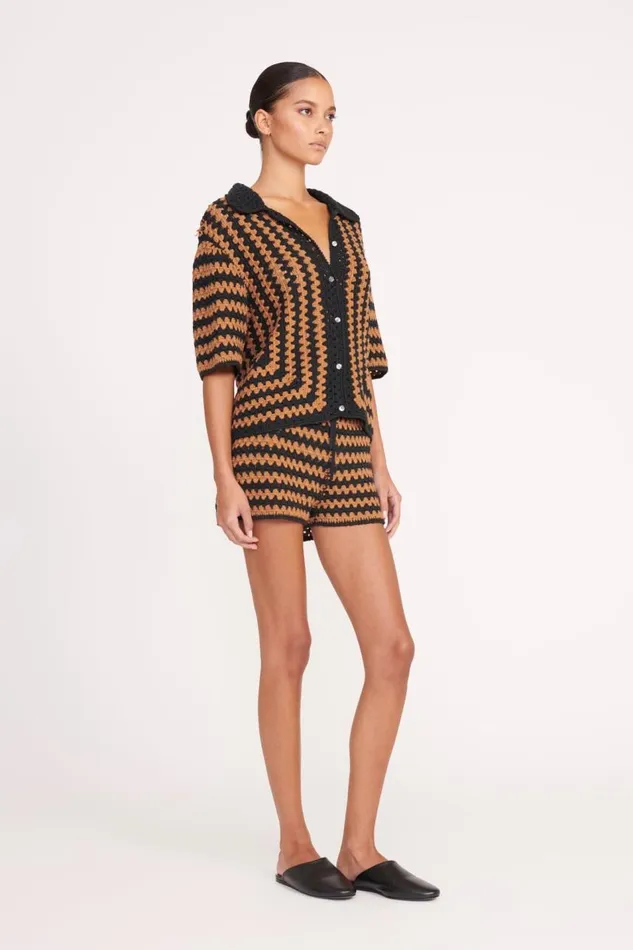 STAUD Pants and Shorts Women STAUD SAMARA SHORT BLACK TAN SEASHORE STRIPE STAUD Pants and Shorts Women STAUD SAMARA SHORT BLACK TAN SEASHORE STRIPE