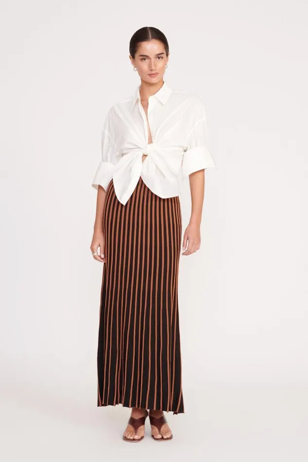 STAUD Skirts Women STAUD ALEIDA SKIRT TAN BLACK STAUD Skirts Women STAUD ALEIDA SKIRT TAN BLACK