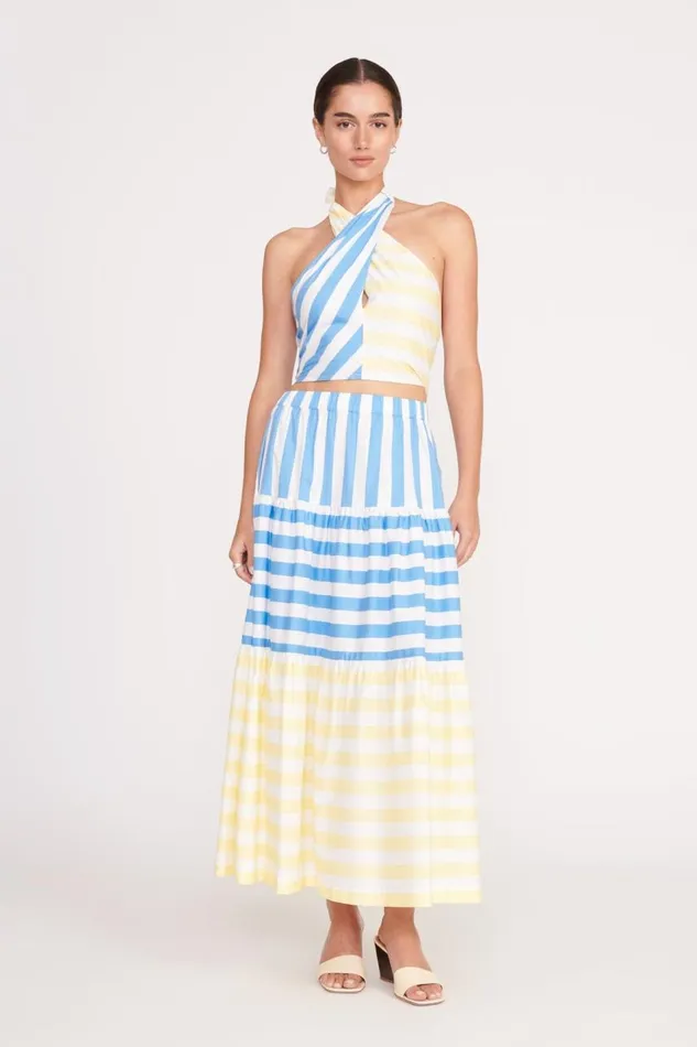 STAUD Skirts Women STAUD IDALINO SKIRT BUTTERCUP SEASHORE STRIPE