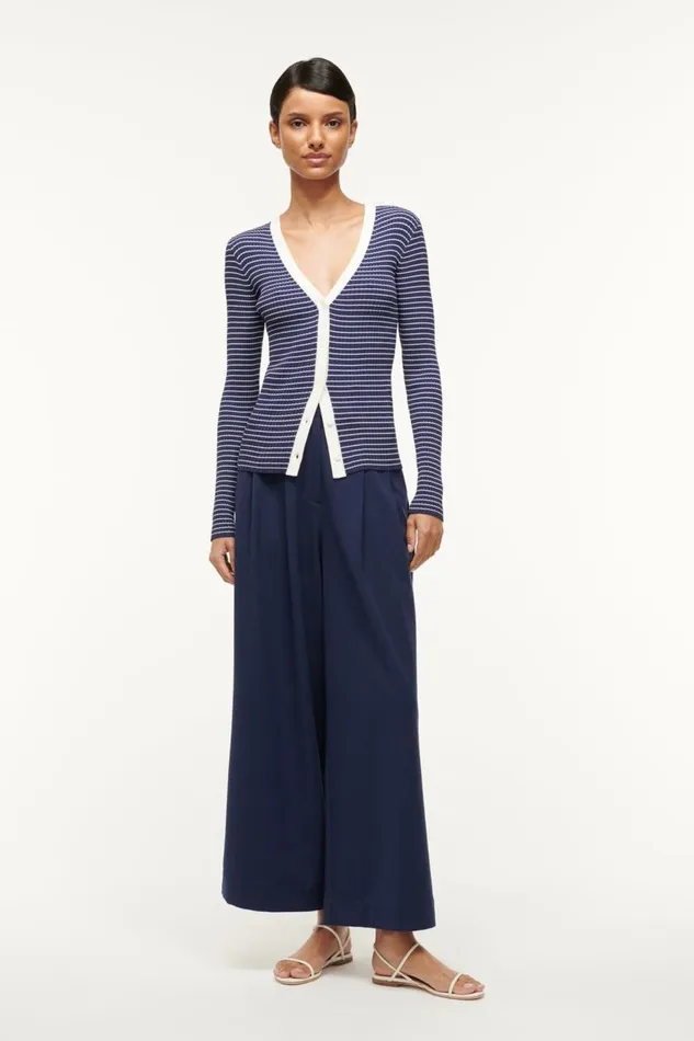 STAUD Tops Women STAUD CARGO SWEATER NAVY MICRO STRIPE