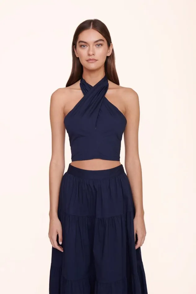 STAUD Tops Women STAUD SMOCKED KAI TOP NAVY