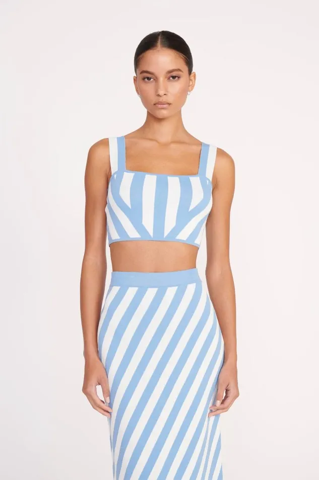 STAUD Tops Women STAUD ZOLA TOP BLUE SEASHORE STRIPE