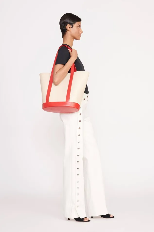 STAUD Totes Women STAUD ALLORA TOTE CREAM RED ROSE STAUD Totes Women STAUD ALLORA TOTE CREAM RED ROSE