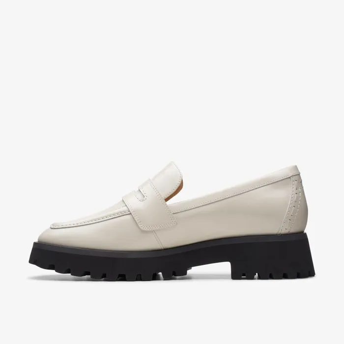Stayso Edge Ivory Leather Women Clarks Loafers and Oxfords