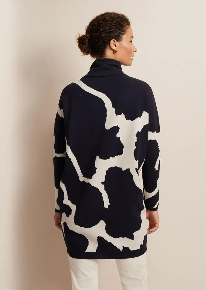 Stefani Animal Print Tunic Mini Dress Navy Women Phase Eight Dresses