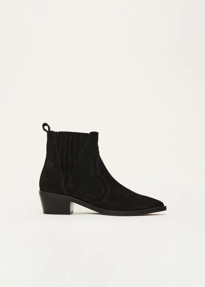 Stitch Detail Suede Ankle Boot Black Women Phase Eight Heels