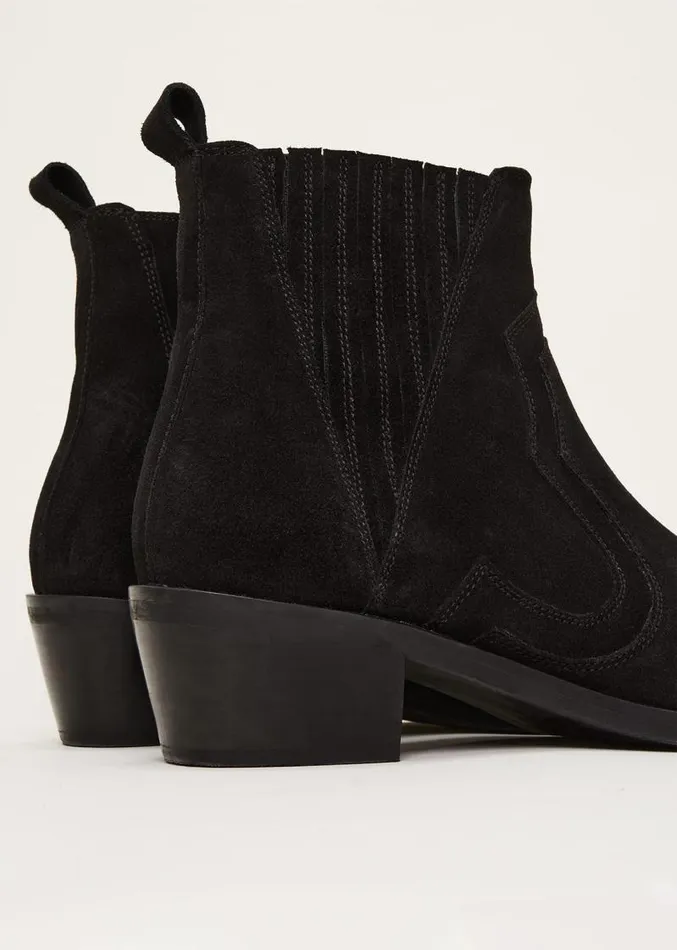 Stitch Detail Suede Ankle Boot Black Women Phase Eight Heels