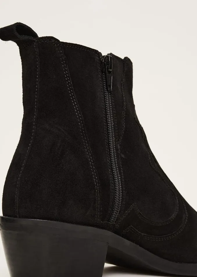Stitch Detail Suede Ankle Boot Black Women Phase Eight Heels