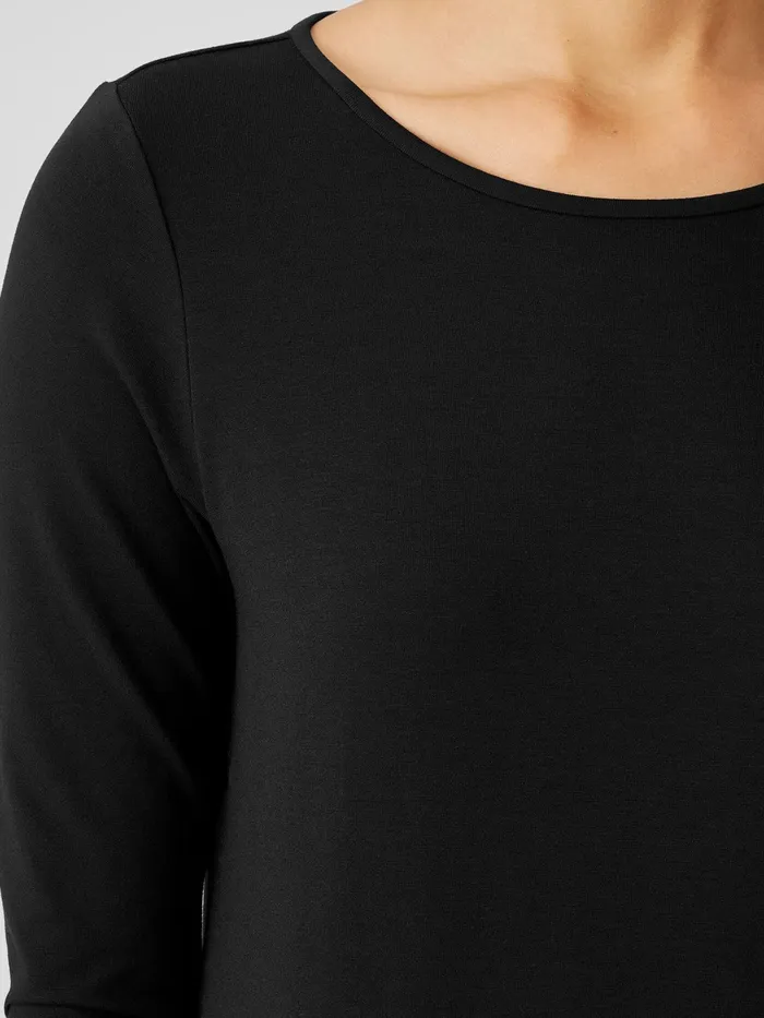 Stretch Jersey Knit Jewel Knit Dress Black Women Eileen Fisher Dresses and Skirts