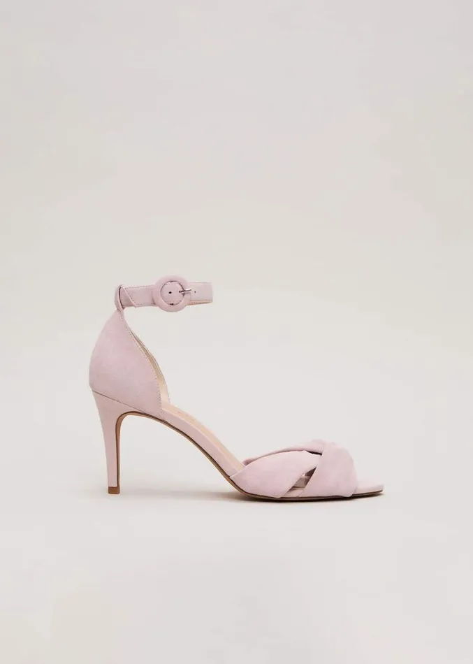 Suede Twist Ankle Strap Heeled Shoes Pale Pink Women Phase Eight Occasion Shoes