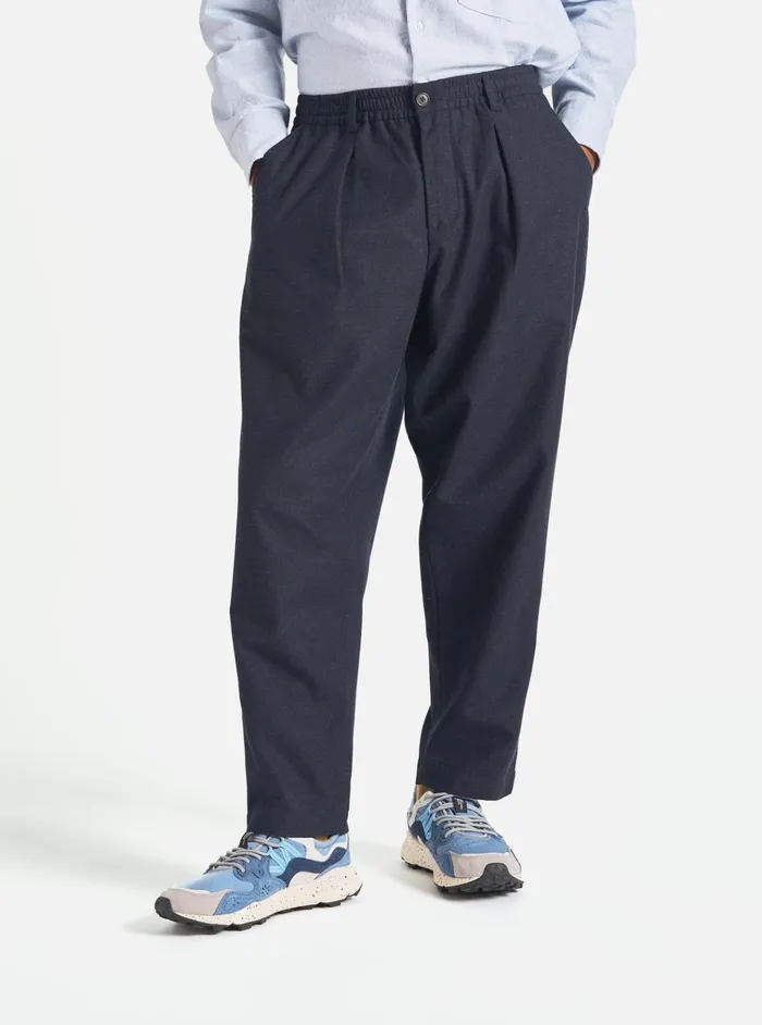 Suiting Men Universal Works Universal Works Pleated Track Pant In Navy Birdseye Tweed