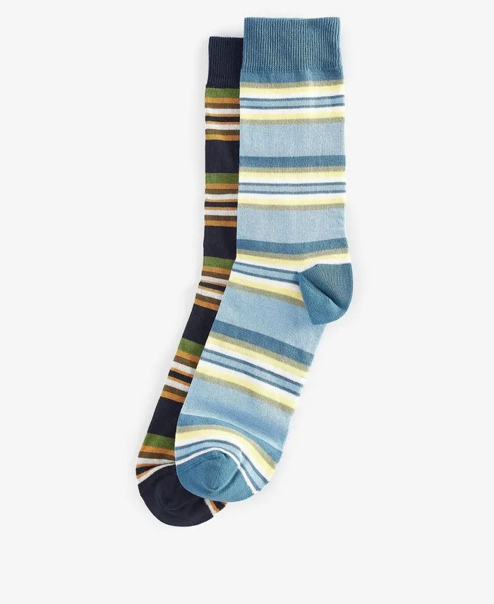 Summer Stripe 2 Pack Socks Navysky Blue Men Barbour Socks