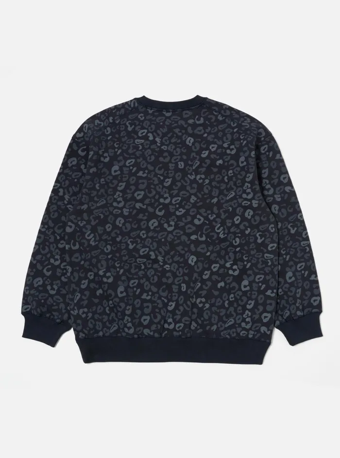 Sweatshirts Men Universal Works Universal Works Loose Sweatshirt In Navy Leopard Brush Back