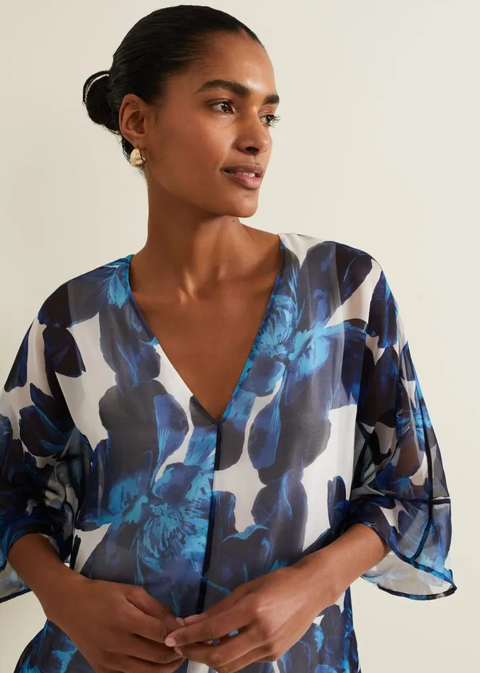 Syra Silk Blouse Blue Women Phase Eight Shirts and Blouses