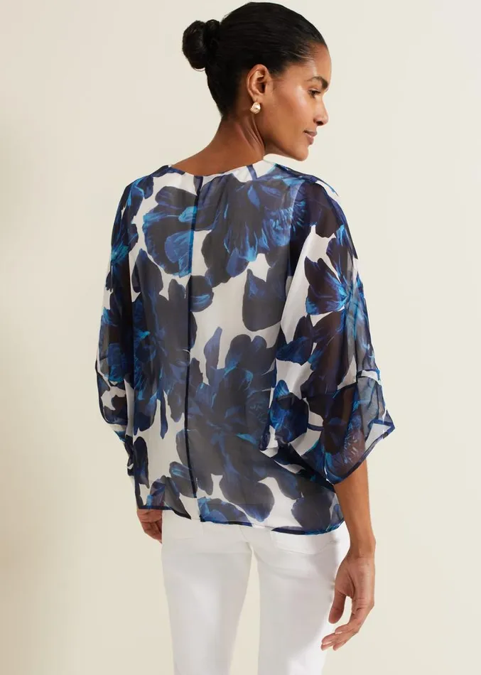 Syra Silk Blouse Blue Women Phase Eight Shirts and Blouses