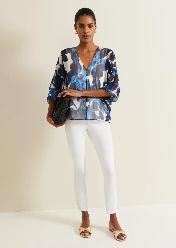 Syra Silk Blouse Blue Women Phase Eight Shirts and Blouses