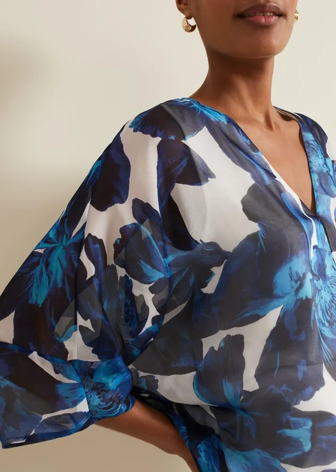 Syra Silk Blouse Blue Women Phase Eight Shirts and Blouses