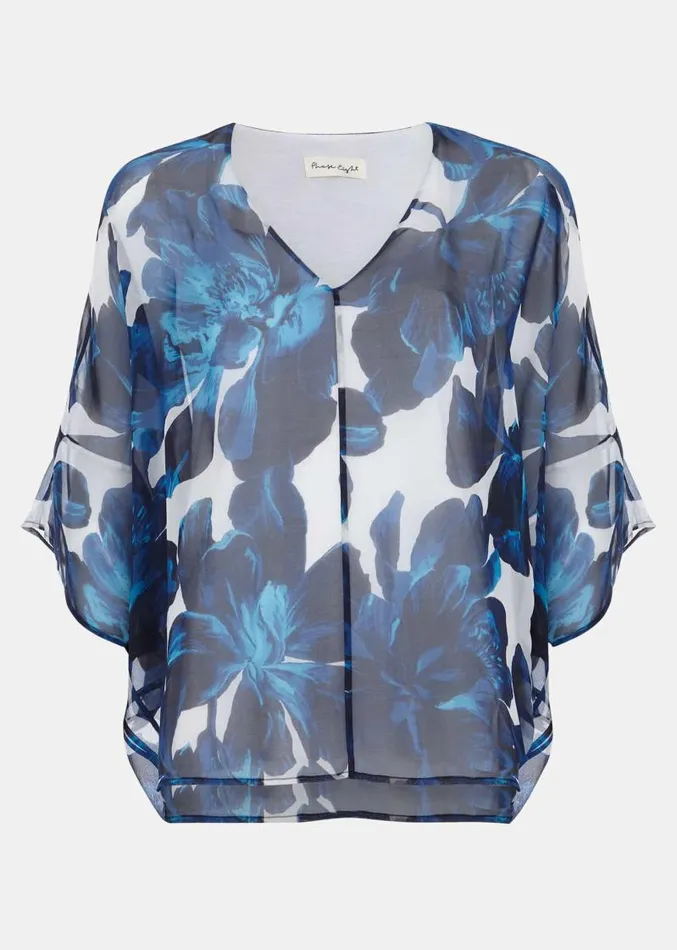 Syra Silk Blouse Blue Women Phase Eight Shirts and Blouses