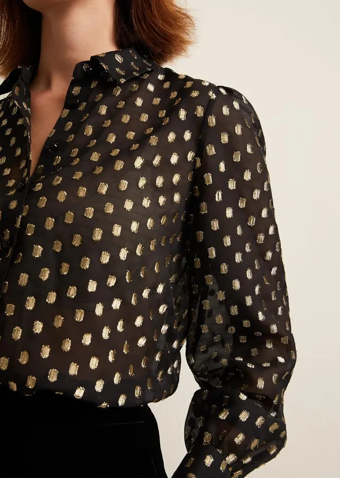 Tate Spot Jacquard Blouse Black Women Phase Eight Shirts and Blouses