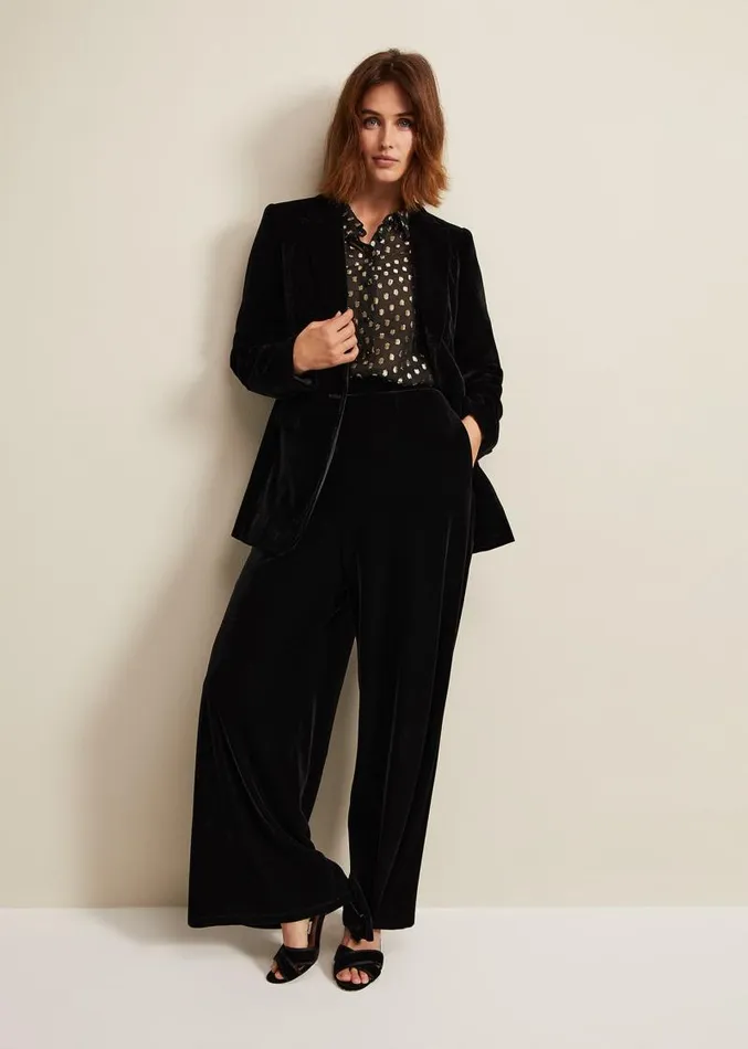 Tate Spot Jacquard Blouse Black Women Phase Eight Shirts and Blouses