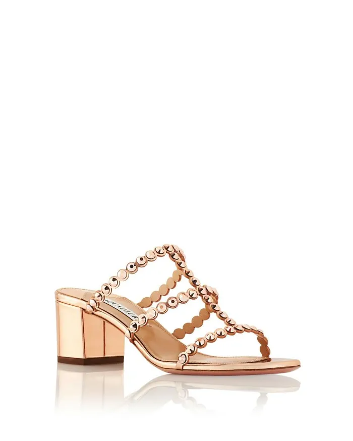 Tequila Sandal 50 Gold Women Aquazzura Slides and Mules Tequila Sandal 50 Gold Women Aquazzura Slides and Mules