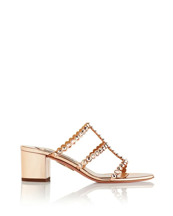 Tequila Sandal 50 Gold Women Aquazzura Slides and Mules Tequila Sandal 50 Gold Women Aquazzura Slides and Mules