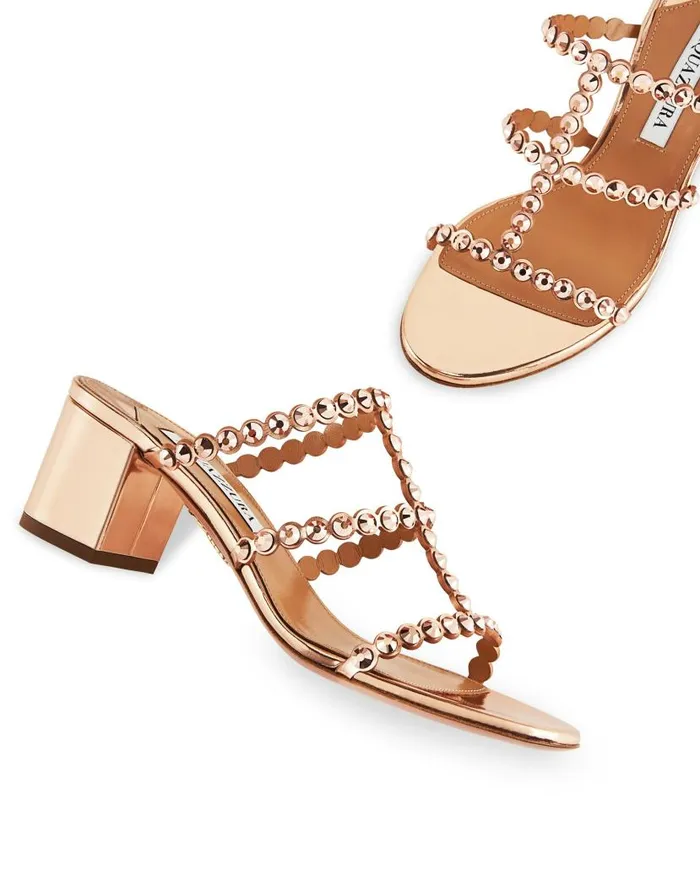 Tequila Sandal 50 Gold Women Aquazzura Slides and Mules Tequila Sandal 50 Gold Women Aquazzura Slides and Mules