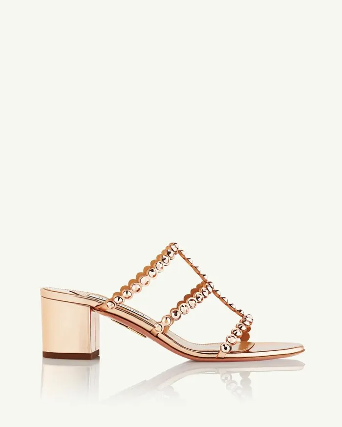 Tequila Sandal 50 Gold Women Aquazzura Slides and Mules Tequila Sandal 50 Gold Women Aquazzura Slides and Mules