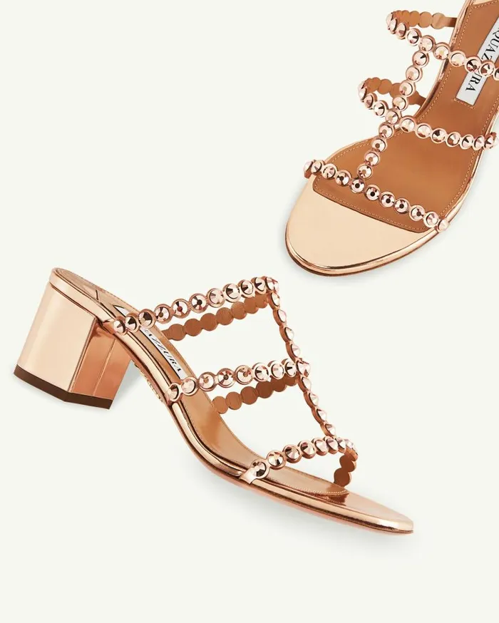 Tequila Sandal 50 Gold Women Aquazzura Slides and Mules Tequila Sandal 50 Gold Women Aquazzura Slides and Mules