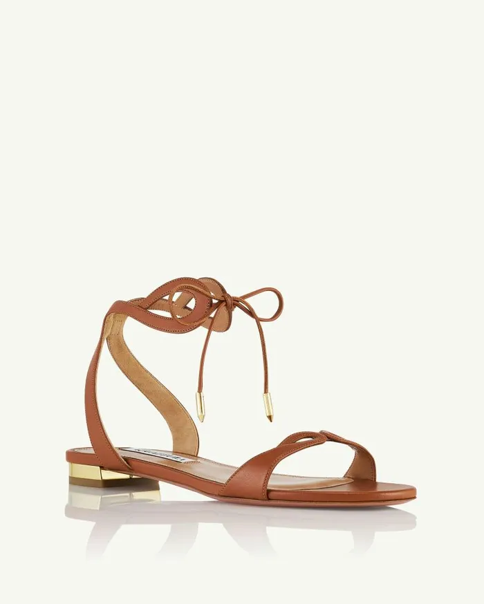 Tessa Sandal Flat Brown Women Aquazzura Sandals