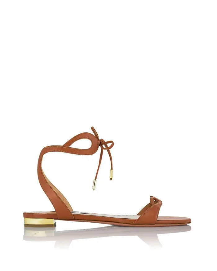 Tessa Sandal Flat Brown Women Aquazzura Sandals