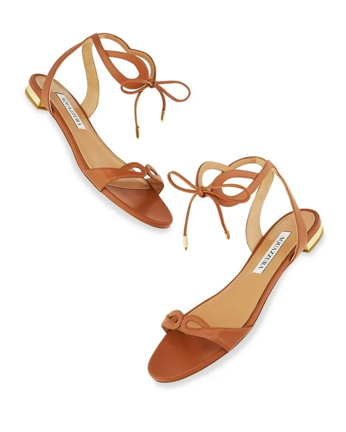 Tessa Sandal Flat Brown Women Aquazzura Sandals
