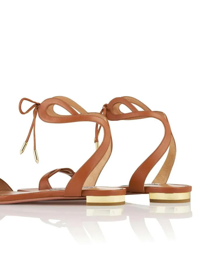 Tessa Sandal Flat Brown Women Aquazzura Sandals