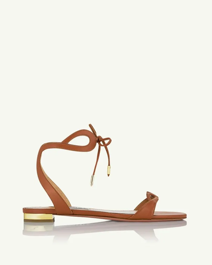 Tessa Sandal Flat Brown Women Aquazzura Sandals