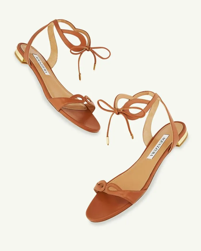 Tessa Sandal Flat Brown Women Aquazzura Sandals