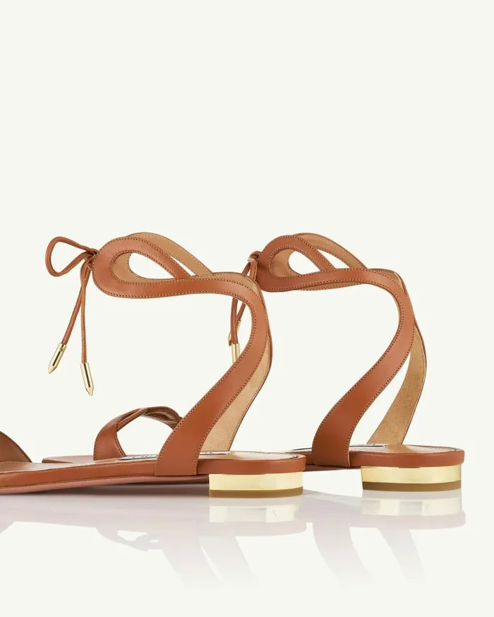 Tessa Sandal Flat Brown Women Aquazzura Sandals