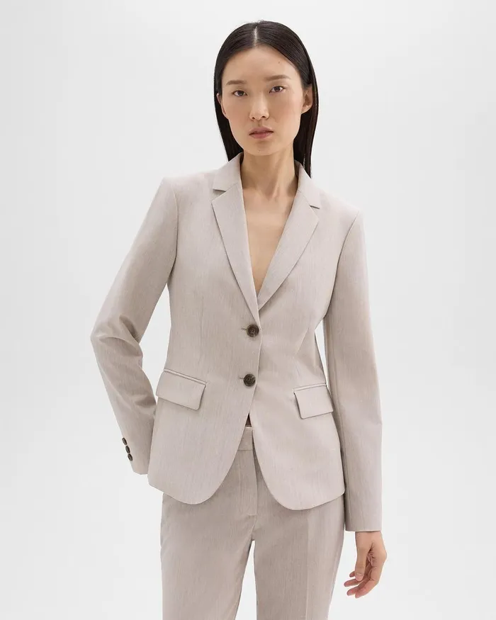 Theory Blazers Jackets Carissa Blazer In Good Wool Sand Melange 8211 Women
