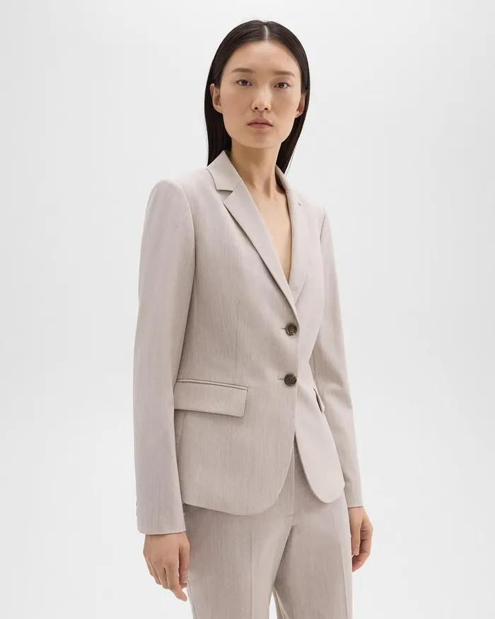 Theory Blazers Jackets Carissa Blazer In Good Wool Sand Melange 8211 Women