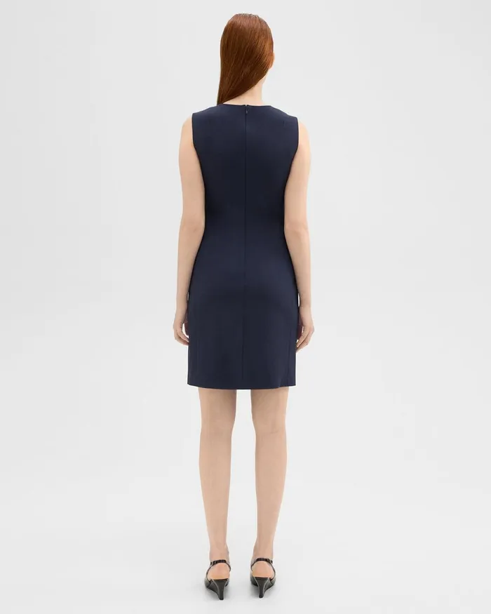 Theory Dresses Sleeveless Fitted Dress In Good Wool Nocturne Navy 8211 Women