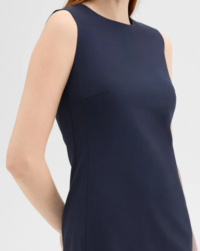 Theory Dresses Sleeveless Fitted Dress In Good Wool Nocturne Navy 8211 Women