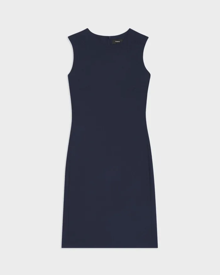 Theory Dresses Sleeveless Fitted Dress In Good Wool Nocturne Navy 8211 Women