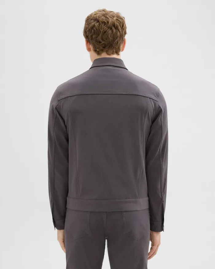Theory Outerwear River Trucker Jacket In Neoteric Twill Dark Grey 8211 Men