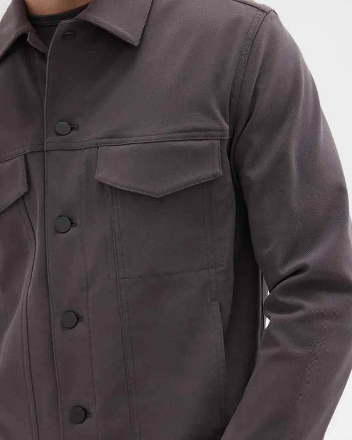 Theory Outerwear River Trucker Jacket In Neoteric Twill Dark Grey 8211 Men