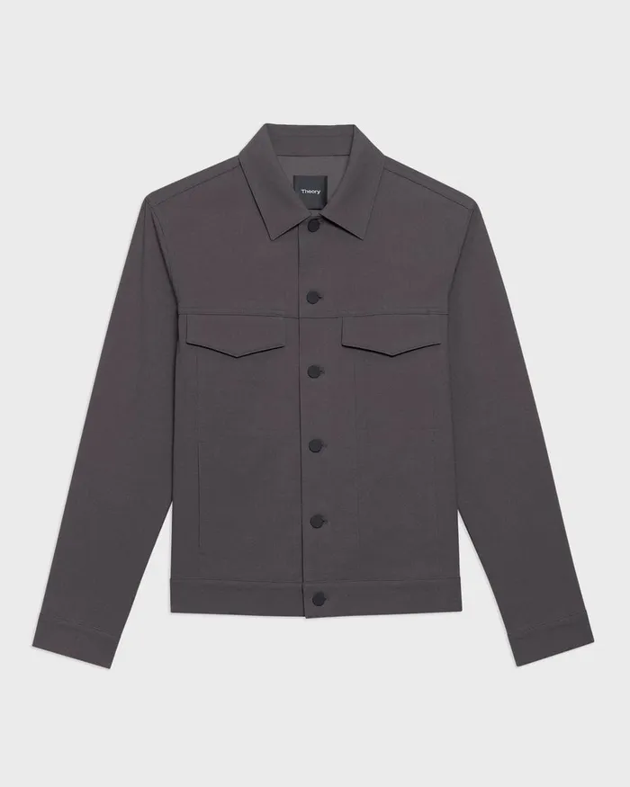 Theory Outerwear River Trucker Jacket In Neoteric Twill Dark Grey 8211 Men