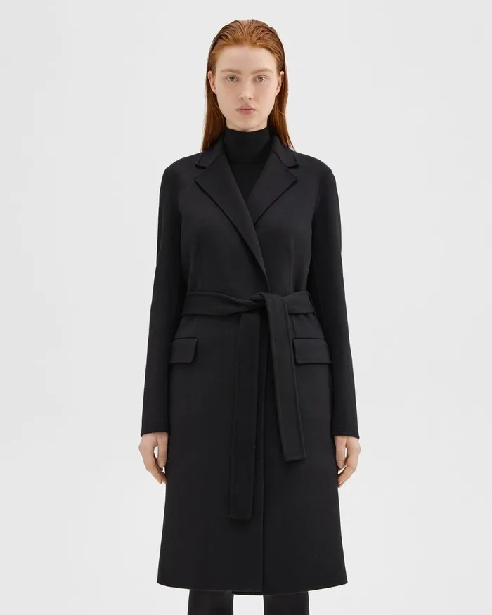 Theory Outerwear Wrap Coat In DoubleFace WoolCashmere Black 8211 Women