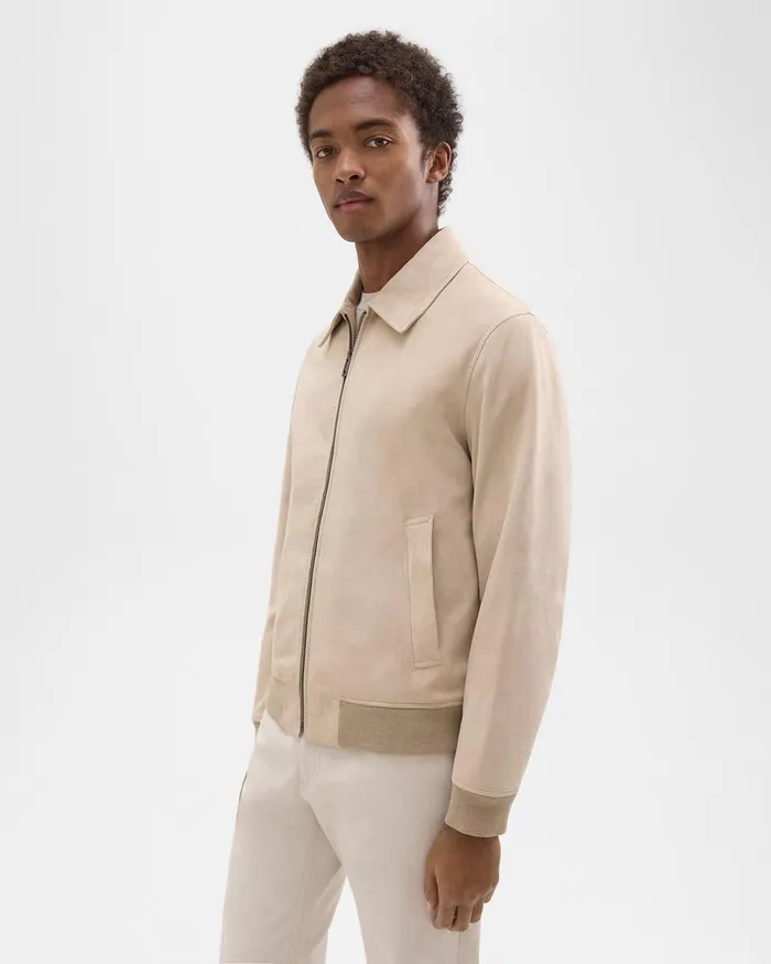 Theory Outerwear Wyatt Zip Jacket In Suede Sand 8211 Men