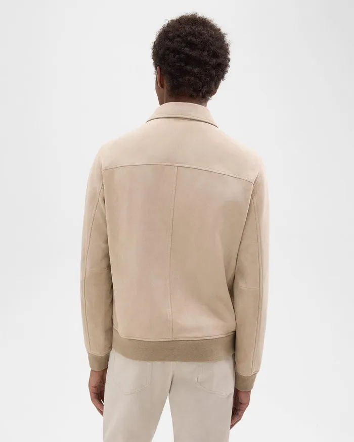Theory Outerwear Wyatt Zip Jacket In Suede Sand 8211 Men
