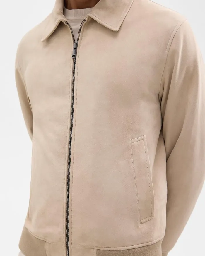 Theory Outerwear Wyatt Zip Jacket In Suede Sand 8211 Men