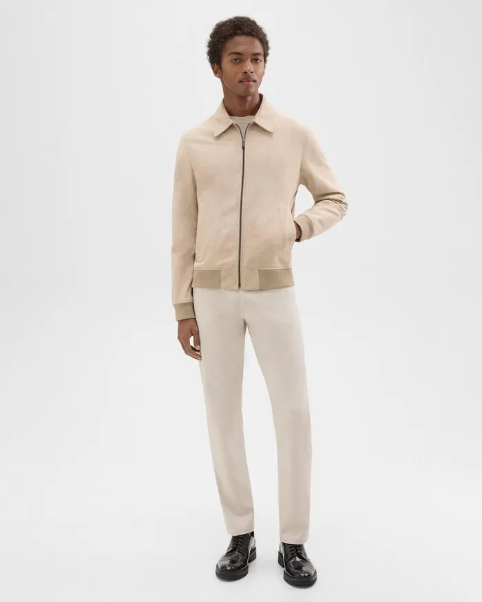 Theory Outerwear Wyatt Zip Jacket In Suede Sand 8211 Men
