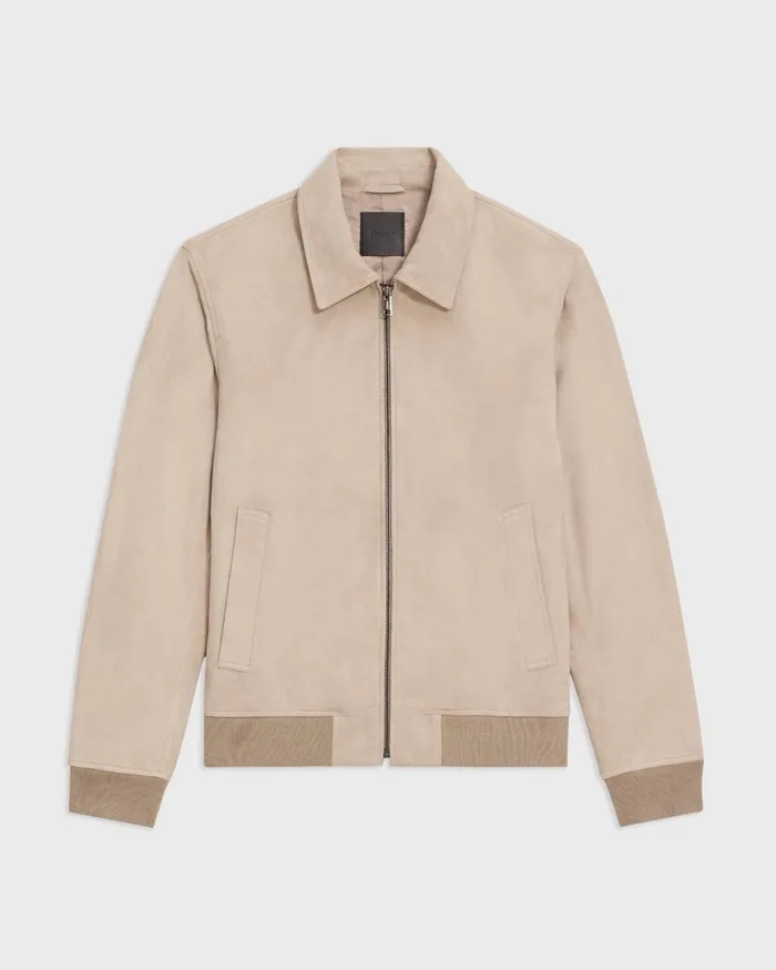 Theory Outerwear Wyatt Zip Jacket In Suede Sand 8211 Men